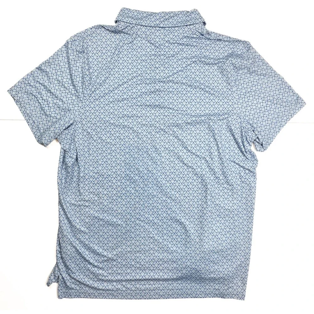 J. Crew Performance Blue Golf Print 1/4‎ Button Short Sleeve Polo Men's Size XL